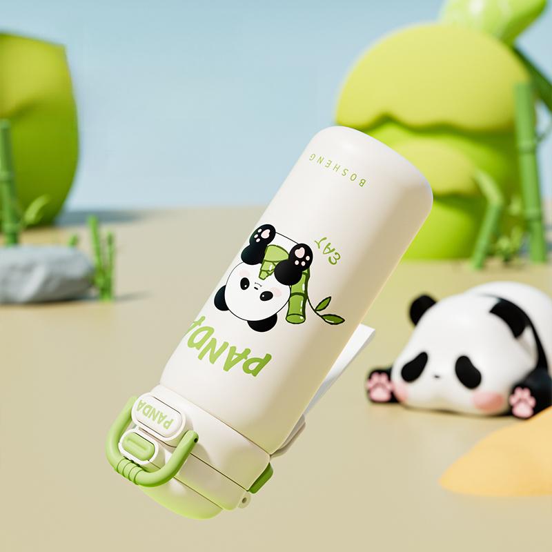 Термос из нержавеющей стали милый панда соломинка чашка для воды дети и студенты двойная эластичная крышка тренд игра спорт чашка для воды