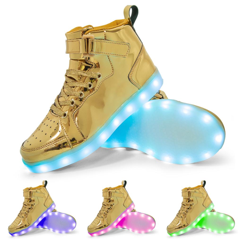Fashion Size 25-47 USB Charging Glowing Sneakers Children Adult High Top Boots Led Casual Luminous Light Shoes for Boys Girls Men Women