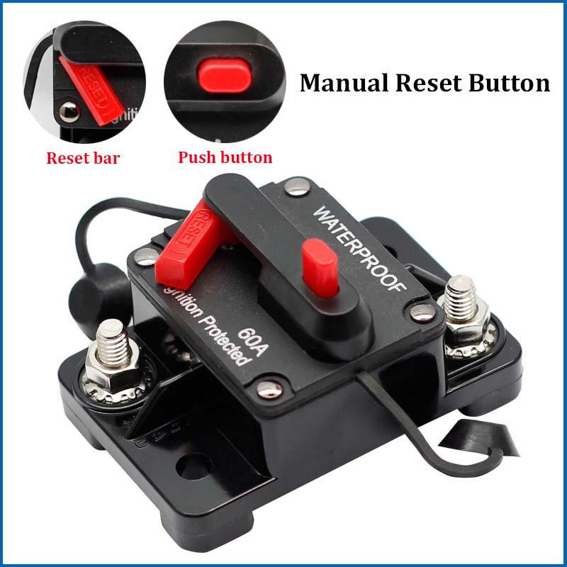 Manual Reset 30A-300A Circuit Breaker Fuse Holder for Car/RV Audio Protection