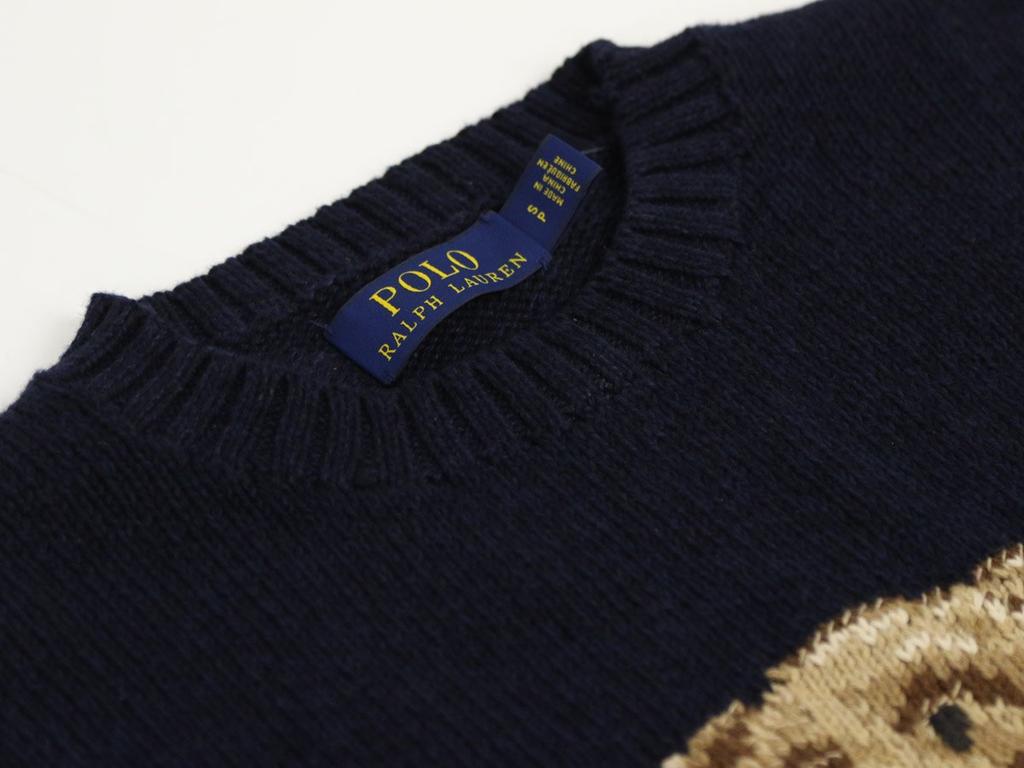 POLO Ralph Lauren Polo Bear Crew Neck POLO BEAR Men's Cotton/Linen Sweater/Duffle Coat, 0102624-XXL [Used]