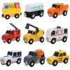 NEW Wooden Magnetic Train Car Locomotive Ambulance Fire Truck Wood Railway Accessories Fit for Wooden Tracks Toy
