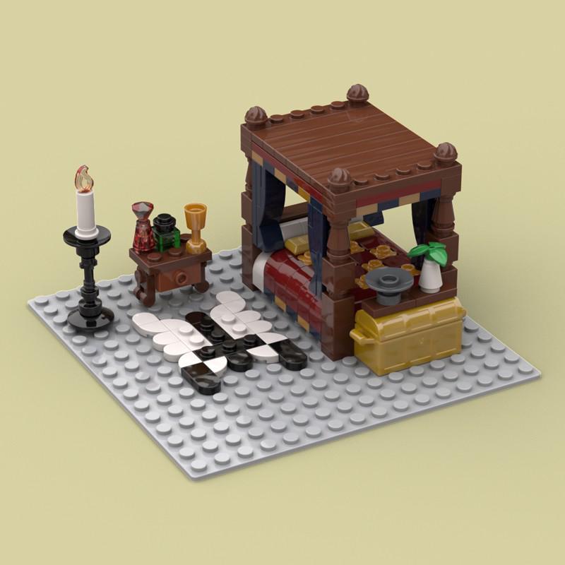 MOC Средневековая Мебель Строительные Блоки Пушка Козья Кожа Стойка Прялка Карта Письменный Стол Ткацкий Станок Кирпичи Игрушки Подарок для Детей
