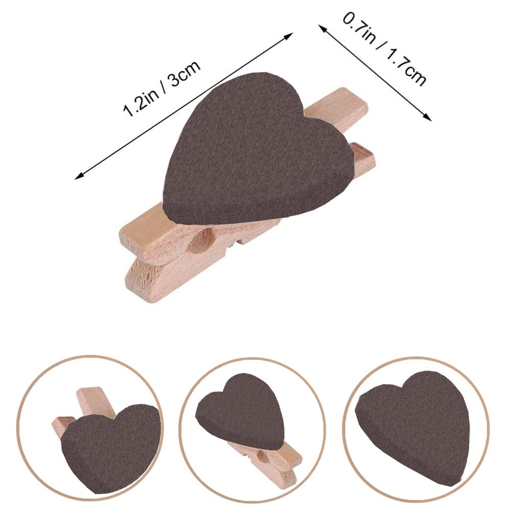 Mini Wooden Heart Clothespins, Multicolor Small Clothespins with Heart,  Tiny Clothes Pins with String for Photos Display,DIY Craft,Wedding Decor
