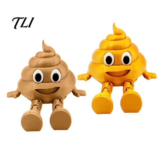 Weird Gift for Coworkers 3D Printed Poop Figurine, Articulated Cartoon Fake Desk Toy Funny Figurine with Movable Joints, Novelty Gag Stress