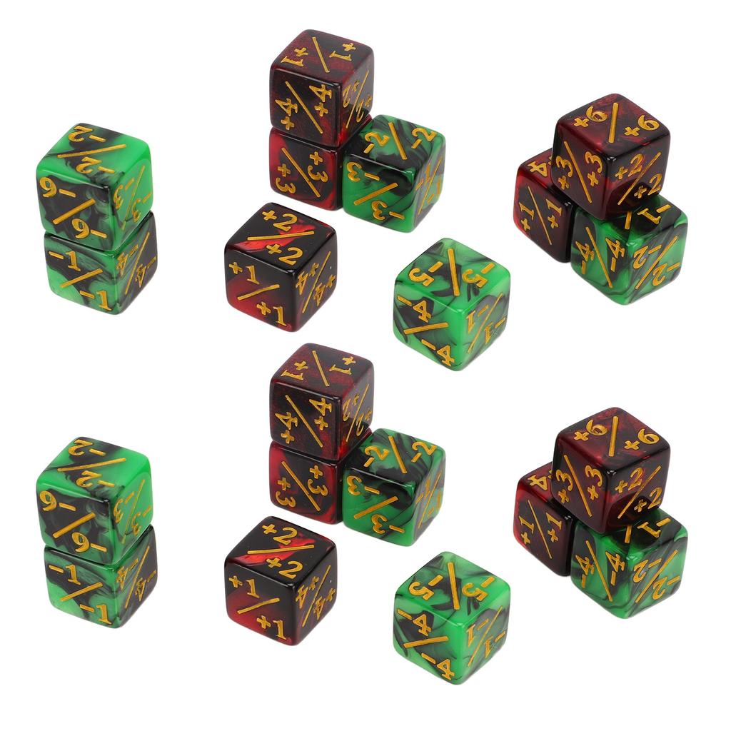 20PCS 16mm 2 Color Dice with Addition and Subtraction Numbers Plastic Six Sided Dice Set for Math Teaching