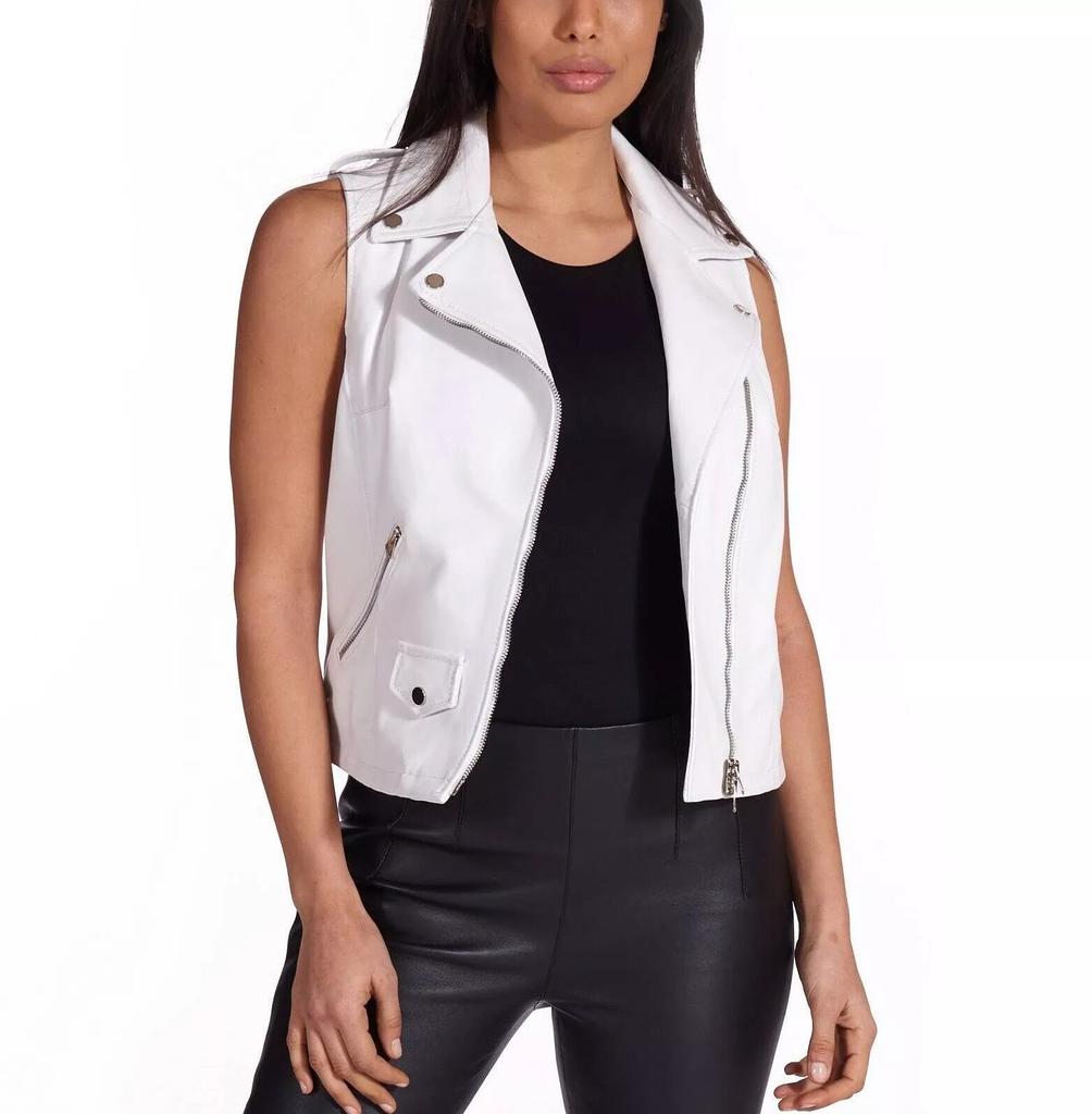 Белая куртка женская жилетка из овчины кожа классическая вестерн жилет на пуговицах пальто