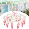 16 Clips Folding Clothes Hanger Socks Drying Rack Portable Rack Clothespin Windproof Sock Dryer for Hanging Underwear Lingerie