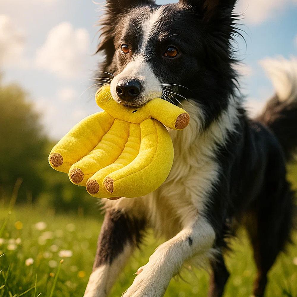 Banana Squeaky Plush Dog Toy Soft Bite Resistant Chew Toy for Puppy Small Medium Dogs Interactive Teething Pet Supplies