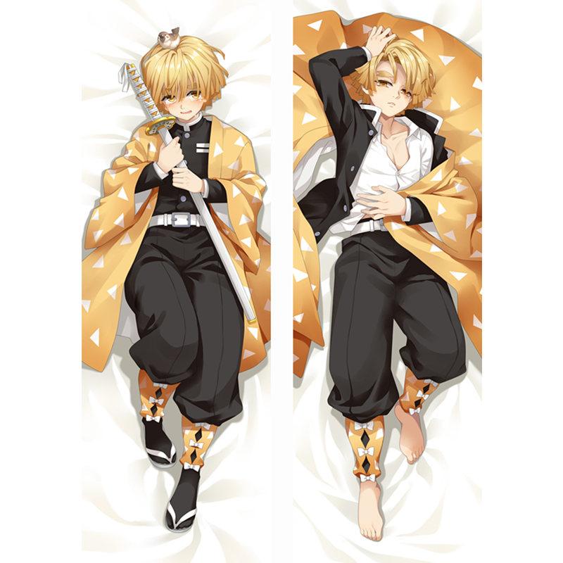 60x180cm Anime Demon Slayer Agatsuma Zenitsu Kochou Shinobu Dakimakura Case Two-sided 3D Print Bedding Hugging Body Pillow Cover