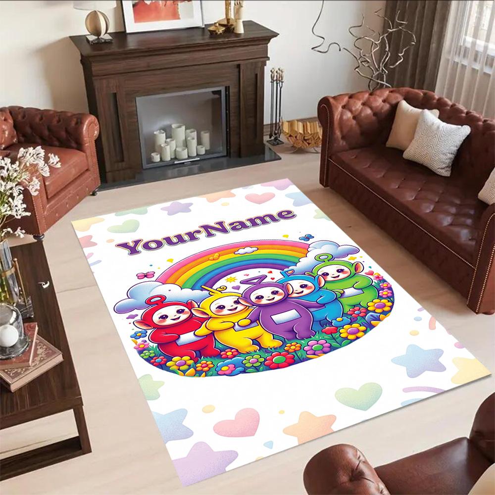 Teletubbies Customized Name Floor Mat Suitable for Dormitory Game Room Living Rooms Foyer Anti-slip Rug Office home decor