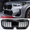 Car Grille Single / Double Slat Car Front Bumper Grilles For BMW X1 U11 iX1 M Sport 2022-2024 Racing Grill Bodykits Tuning Black