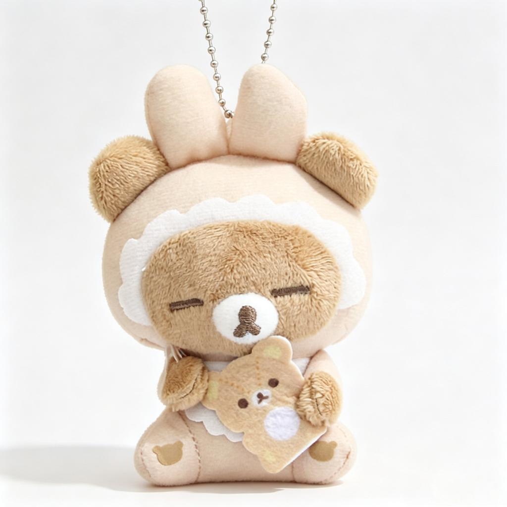 Rilakkuma Cute Rabbit Plush Pendant Soft Fluffy Mini Doll Keychain Lovely Cartoon Stuffed Charm For Backpack
