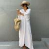 European & American Cotton Solid Color Blouse and Long Skirt Cover-Up for Beach or Swimwear.