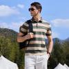 JEEP Men's Casual Striped Cotton Polo Shirt