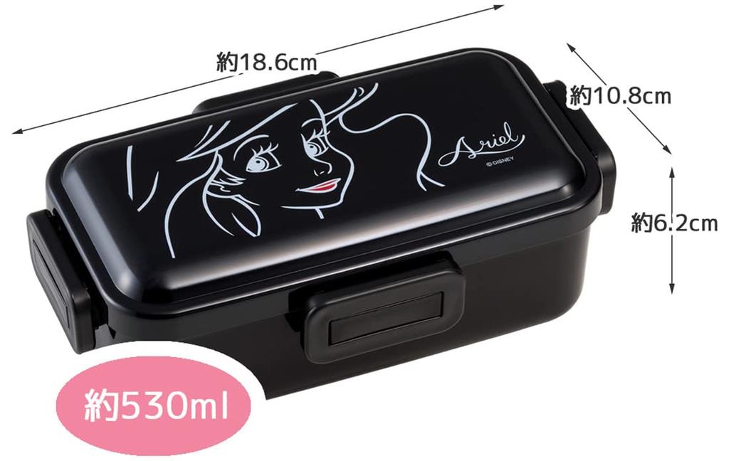 Skater Антибактериальный ланч-бокс с мягкой крышкой для сервировки 530 мл Дисней Ариэль ЧЕРНЫЙ Сделано в Японии Куполообразный PFLB6AG-A