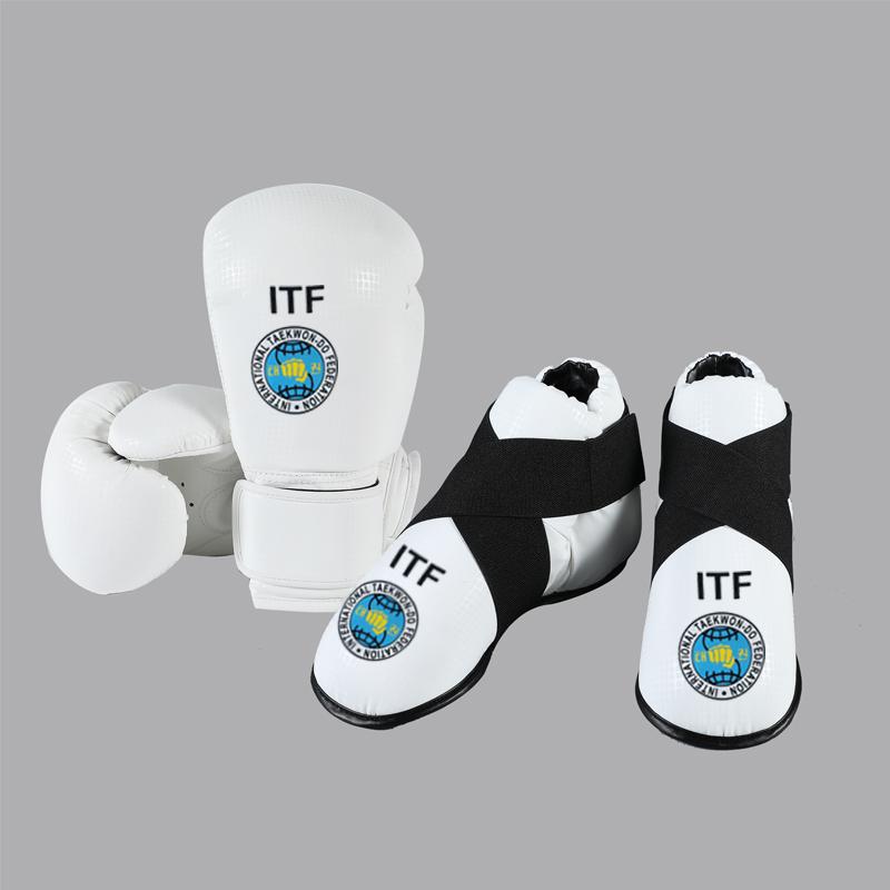 Перчатки для тхэквондо ITF из ПУ-кожи, Защитные чехлы для стоп и ног для тренировок по каратэ, Накладки на лодыжки, Защитное снаряжение, Печать логотипа 1