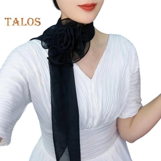 Шифоновый атласный длинный шарф с цветочным декором, дышащая универсальная пляжная шаль, защита от солнца, шифоновая шаль, повседневная одежда