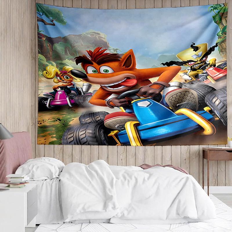 Crash Bandicoot Tapestry for Bedroom Aesthetic Classroom Tapestries Wall Hanging for Living Room Dorm Office,Ideal Creative Gift