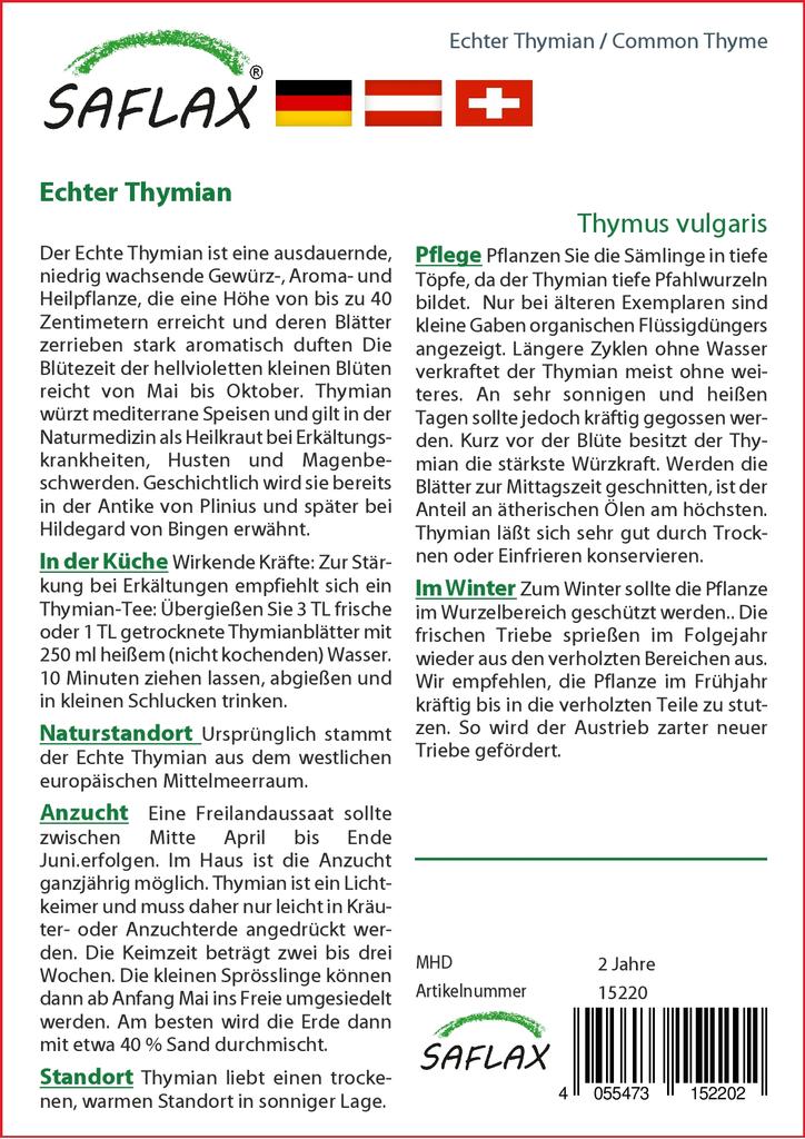 SAFLAX Тимьян обыкновенный - 200 семян - Thymus vulgaris