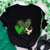 Милая женская футболка со St Patricks Четырехлистным клевером, короткий рукав, новая мода, графика с изображением любви и удачи, топы Y2k, эстетичная одежда
