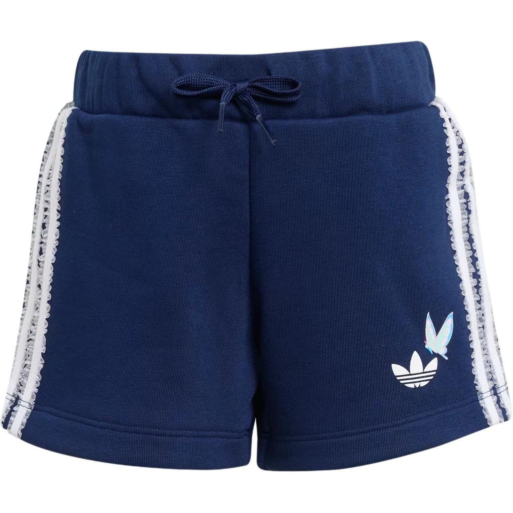 adidas Originals X Disney Повседневный спортивный комплект Логотип Полосатый Свободный Круглый вырез Короткий рукав Шорты Детские комплекты KE0699