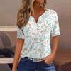Women's T Shirt Print Button Short Sleeve Daily Weekend Fashion Basic V-Neck Regular Top