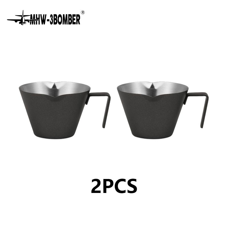 MHW-3BOMBER Нержавеющая сталь Эспрессо Мерная чашка с ручкой 2/3 Упаковка SEspresso Чашки 100 мл Домашние аксессуары для бариста Кофе