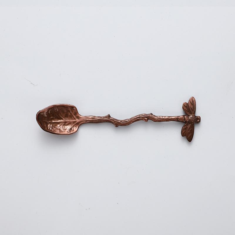 Retro Koffie Lepel Libel Twijg Decoratieve Roerlepel Legering Leaf Bos Stijl Draagbare Dessert Lepel Thee Lepel