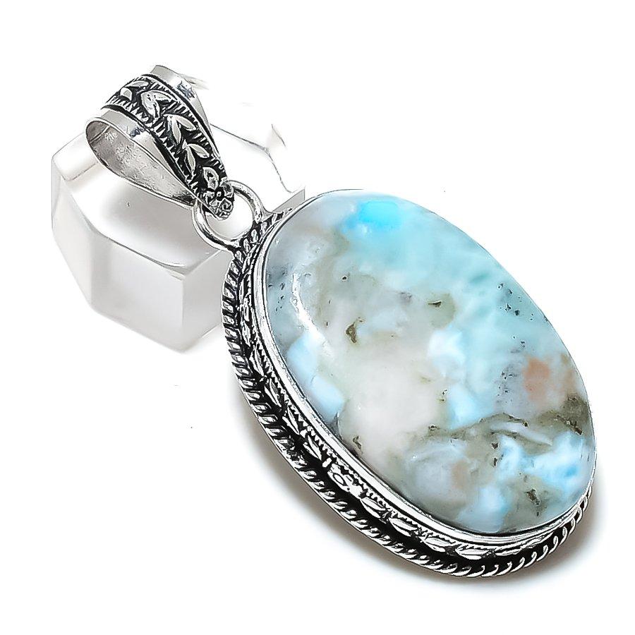 Ювелирное изделие из серебра 925 пробы с драгоценным камнем ларимаром Republic 2,17 дюйма u1z65