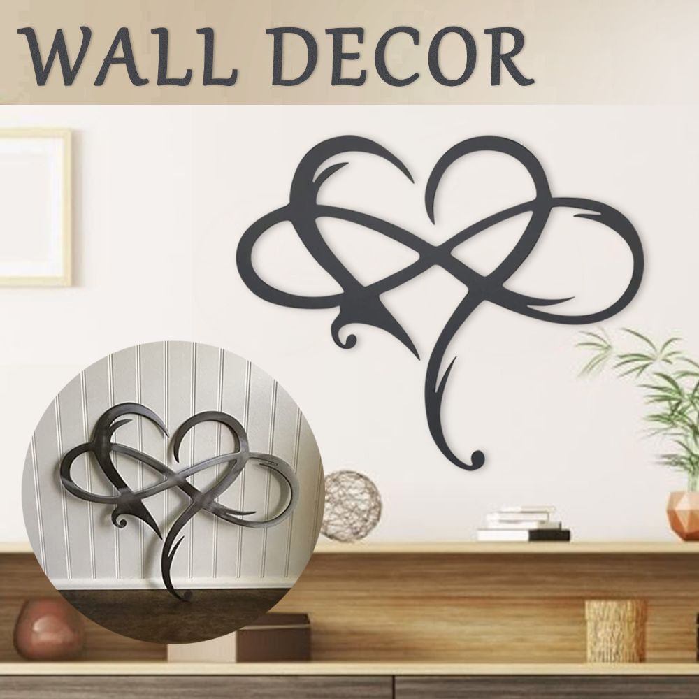Black Iron Heart Wall Art Love Sign Plaque Infinity Heart Decor Wall Ornament