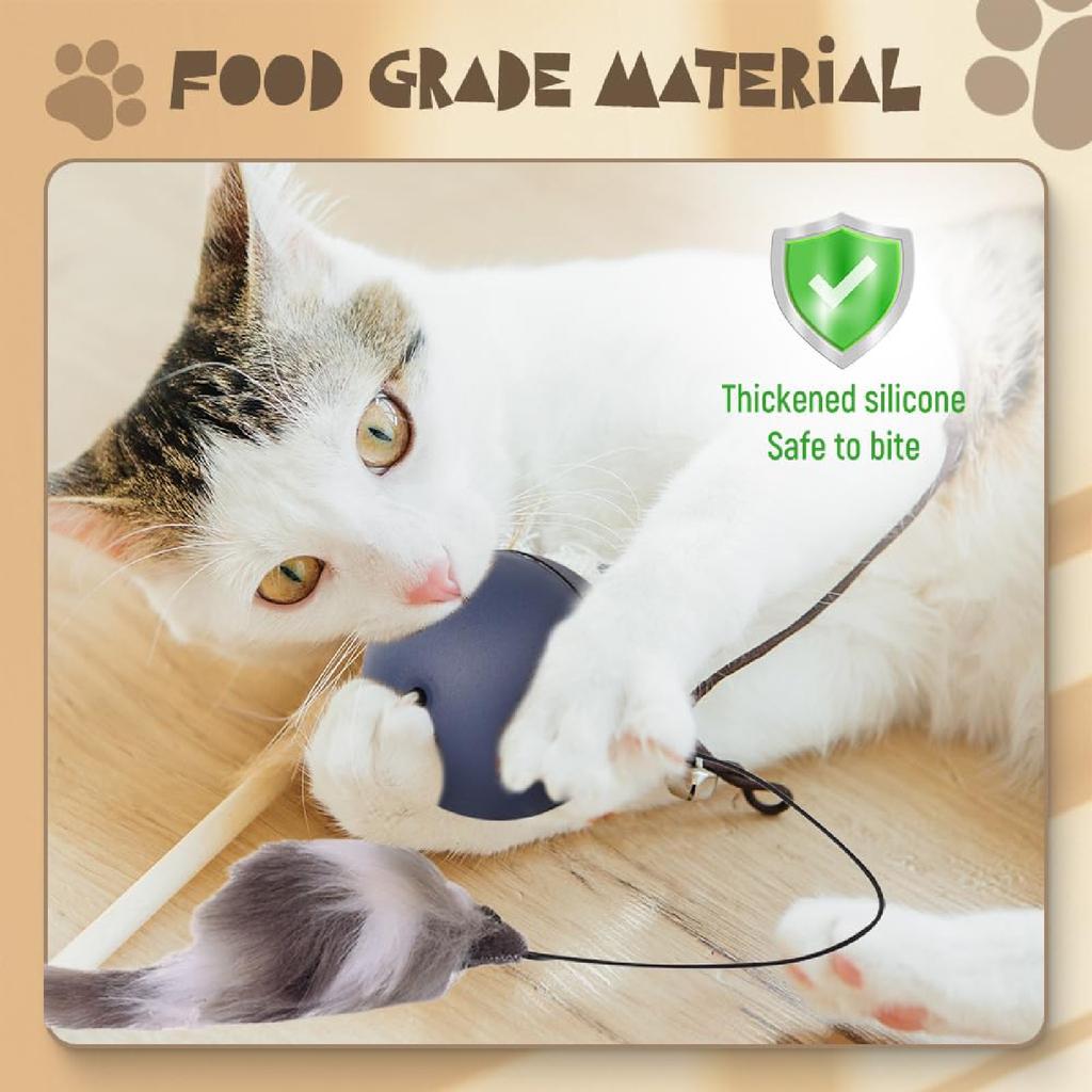Cat Toy Electric Ball Automatic Interactive Spinning Ball Smart Sensing Pet Toy With Feather Mouse Attachment