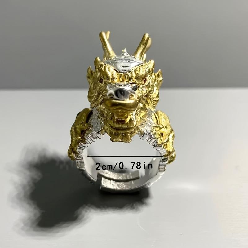 Vintage Gold Dragon Open Ring Male Domineering Trend Ring Party Accessories