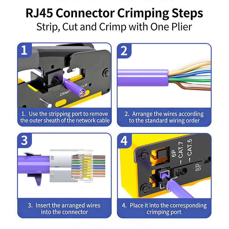 Проходной обжимной инструмент для кабеля Cat7 Cat6 Cat6A Cat5 Cat5E Инструмент для зачистки и обжима С 8P/6P Ethernet-коннекторами