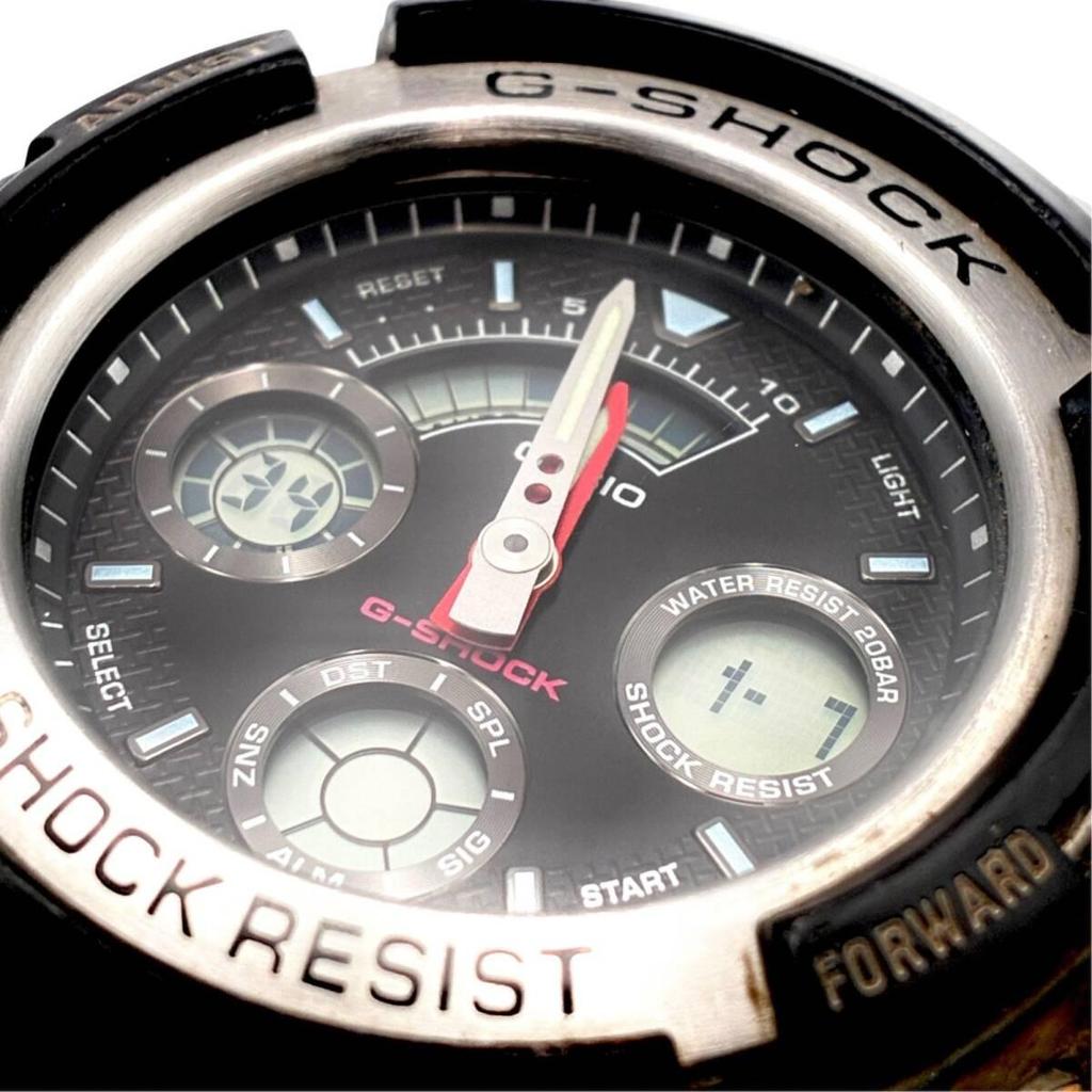 Рабочие / Новый аккумулятор / Переведенные часы CASIO Casio G-SHOCK Digiana Кварцевые AW-590 Черно-серебристые Двухстрелочные Цифровые QZ [bs17]