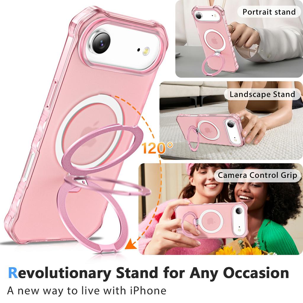 For iPhone Air Case Compatible with MagSafe Matte Kickstand Hybrid Phone Cover Small Wavy Edge