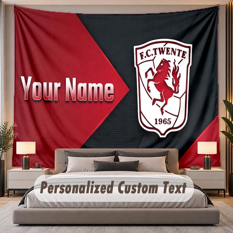 Custom Name Text Tapestry FC Twente Personalized Polyester Wall Tapestry For Bedroom And Room
