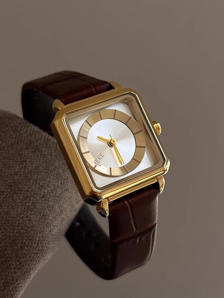 Ladies Watch Square Fashion 25mm Small Dial Brown Leather Waterproof Women's Watch Minimalist Clock With Dresses