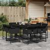 VidaXL 9pcs Garden Dining Set Black Cushions Wicker 3278142