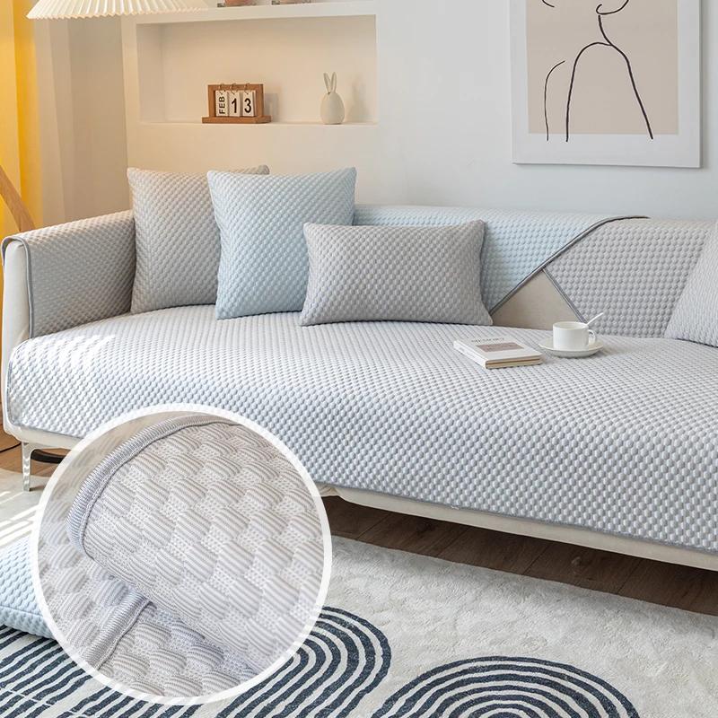 Ice Silk Sofa Cover Summer Universal Non-slip Sofa Mat Cool Sofa Towel Couch Cushion Slipcovers for Living Room Home Decor