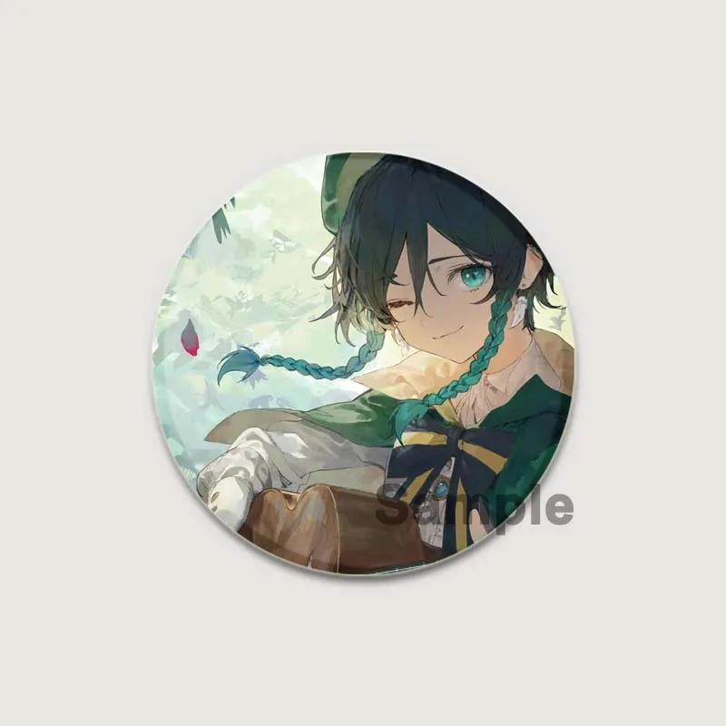 32/44/58 мм мультяшная фигурка Venti Jean HD принт брошь аниме значок Genshin Impact круглая витрина броши значки на лацкан ювелирные изделия подарочный аксессуар