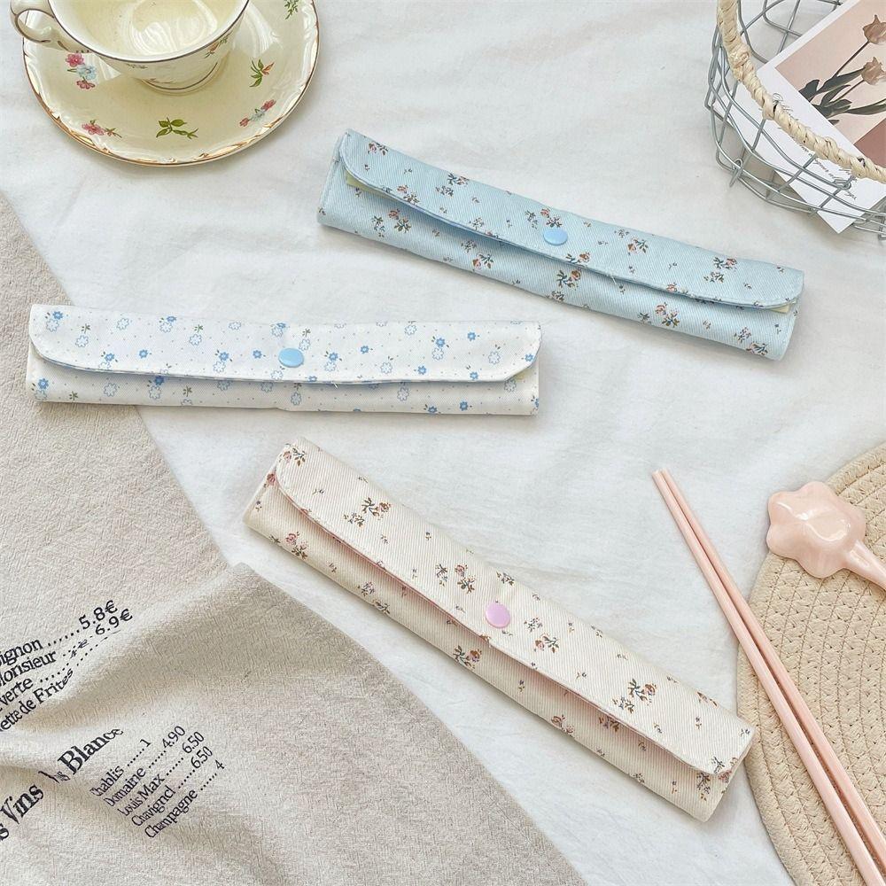 Snap Button Fixed Utensil Pouch Lightweight Forks Spoons Organizer Tableware Storage Bag Picnic