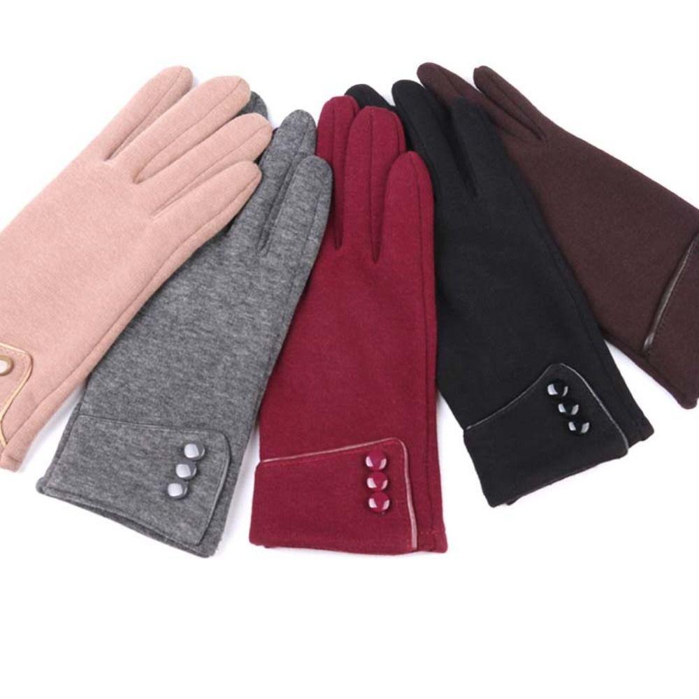 Five Finger Simple Velvet Gloves Korean Style Cycling Driving Gloves Full Finger Mittens Outdooor