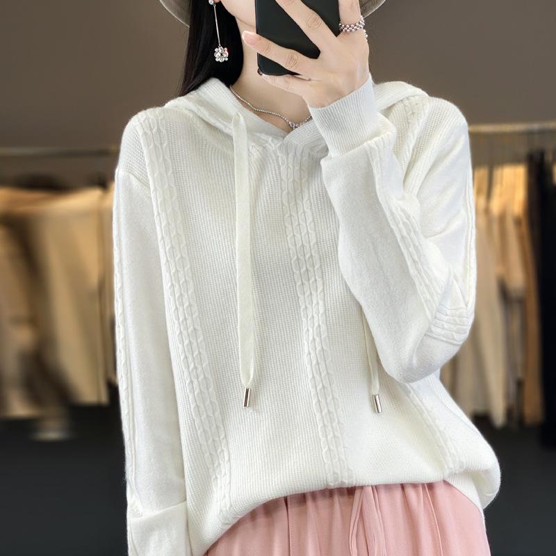 INDFS Женская мода повседневная осень-зима однотонный принт длинный рукав с капюшоном свитера