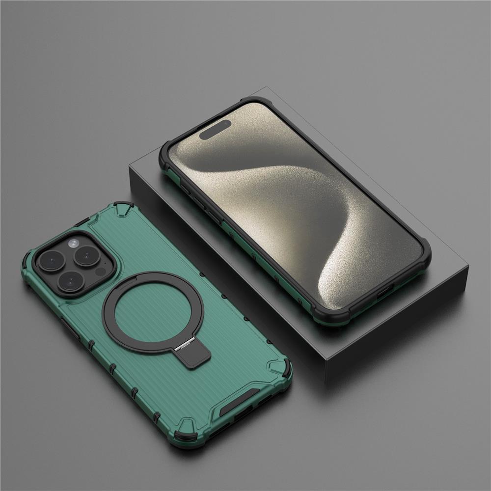 For Magsafe 17 Air 16 15 14 Plus 13 Pro Max Corrugated Magnetic Metal Bracket Transparent Phone Case Protective Cover