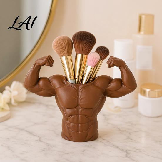 Unique Fitness Pen Holder 3D Printed Holder Muscular Man Figure Creative Desk Organizer And Brush Storage Cup for Pens Makeup Brushes Funny