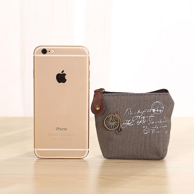 Корейский стиль ретро холщовый кошелек на молнии для монет для женщин