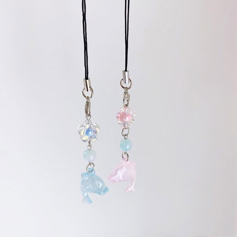 Cute Ocean Themed Keychain Pendant Dolphin Phone Pendant Beaded Pendant Lovely Accessory Suitable for Phone Books Bag