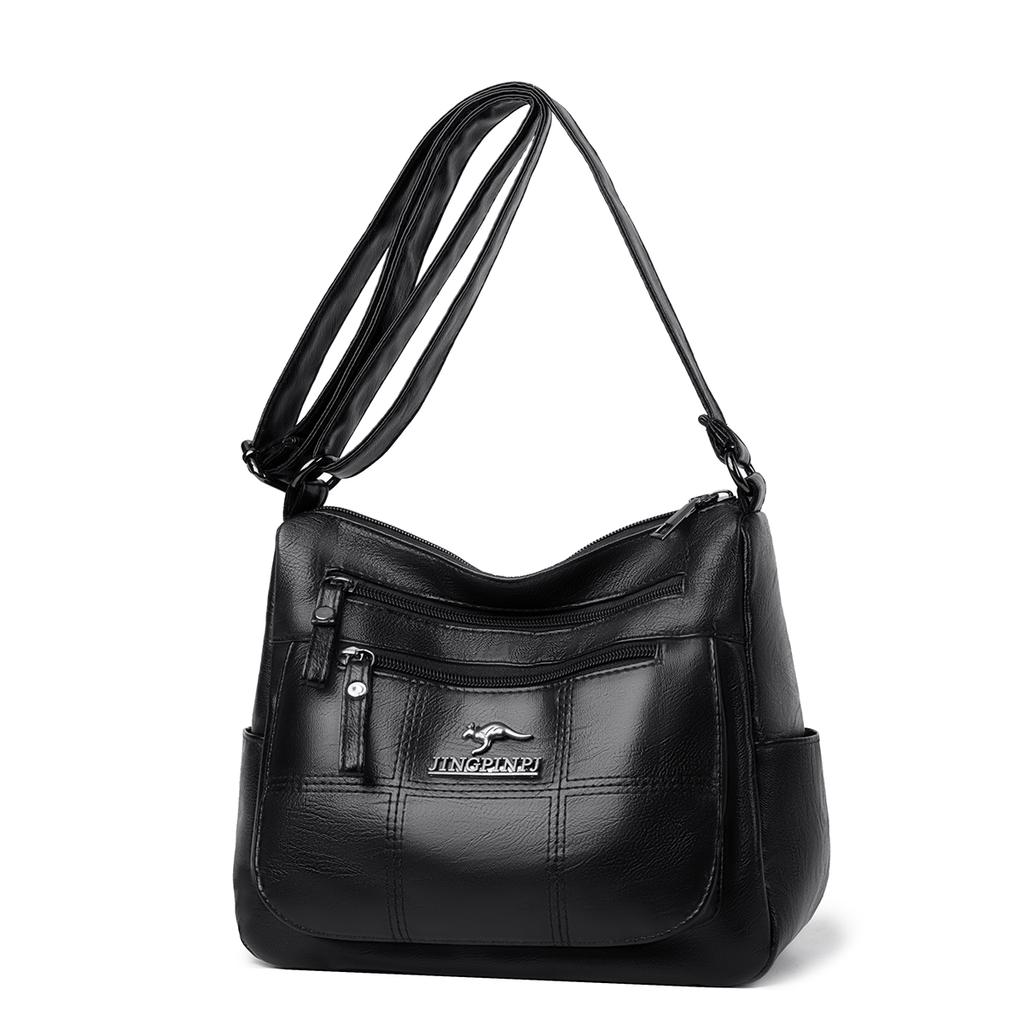 Vintage Crossbody Shoulder Bag Multi-Pocket Zipper & Adjustable Strap Perfect for Travel