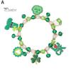 Браслет из клевера. День Святого Патрика Ирландские бисерные украшения со стеклянными бусинами и подвесками Браслет-талисман на удачу для праздничных торжеств Эластичный клевер