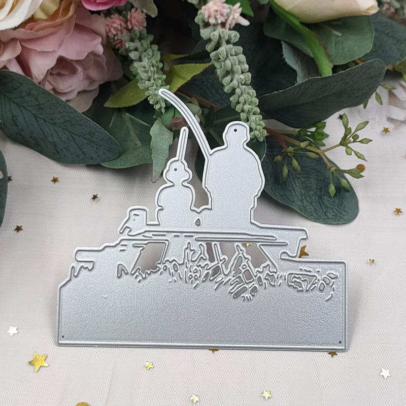 Кемпинг отец и сын, рыбалка у реки, металлические штампы, ремесленное тиснение, штампы для скрапбукинга для изготовления карт, декор